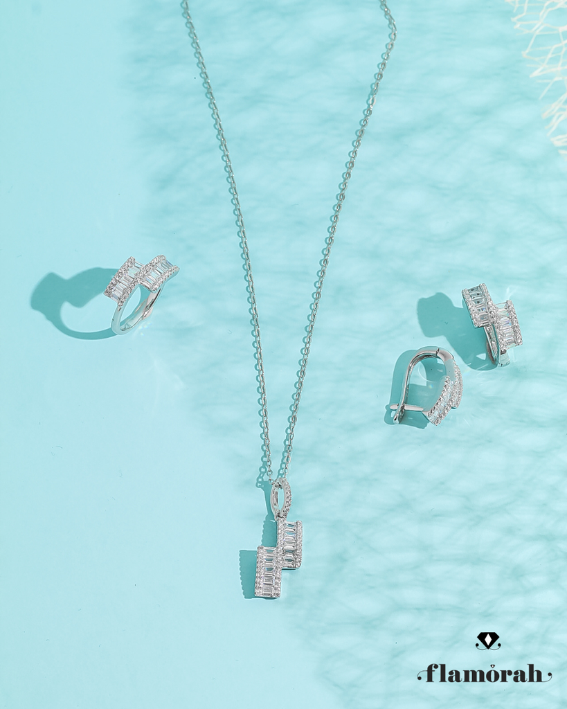 طقم فضة 925  على شكل سكة قطار (٦)