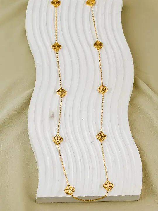 flower shape long necklace (مع الأحجار)