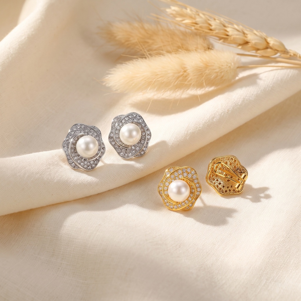 [E15122316-WK] Stud Lulu flower earrings (gold)