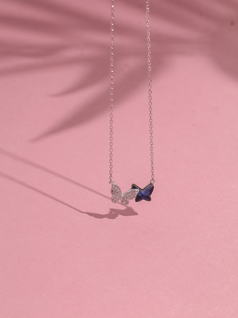 [F3623] two fly silver 925 smooth necklace