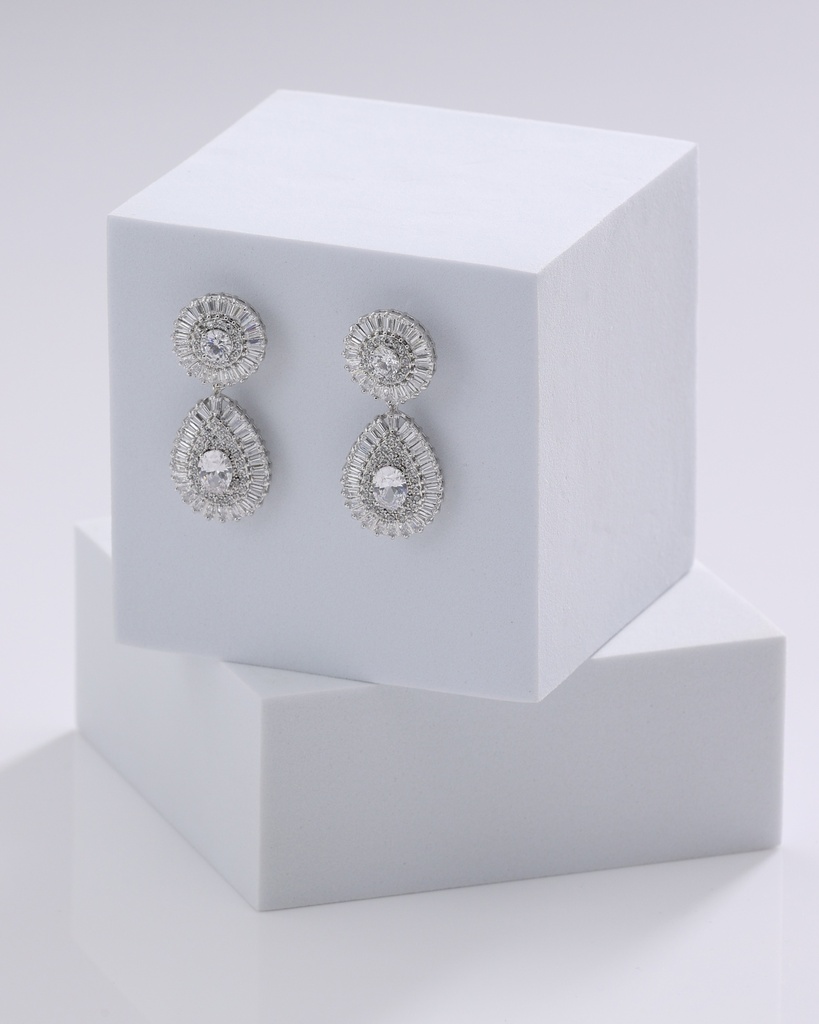 [E19090603] Big round drop zircon earrings