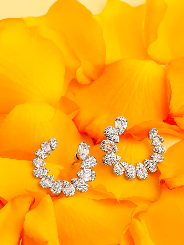 C shape drop zircon earrings