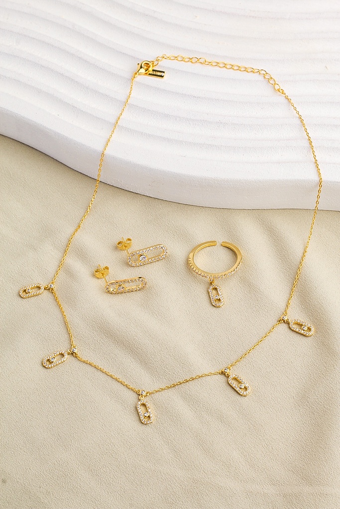 Smooth k choker set with open size ring (gold)