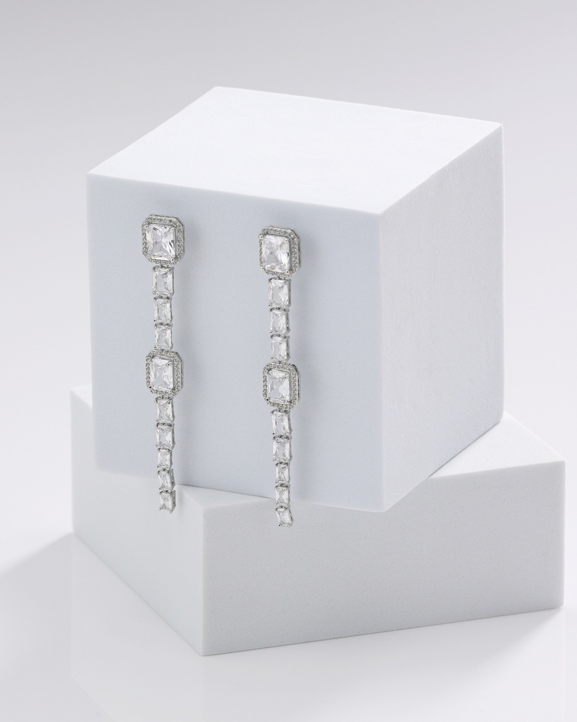 Square tall zircon earrings