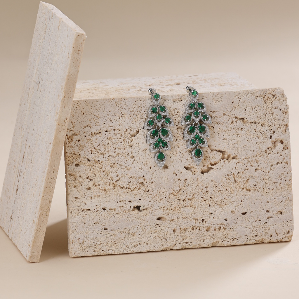 Big tree shape zircon earrings