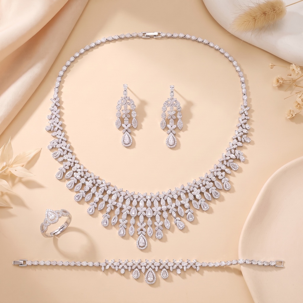 Heavy drops bridal zircon set