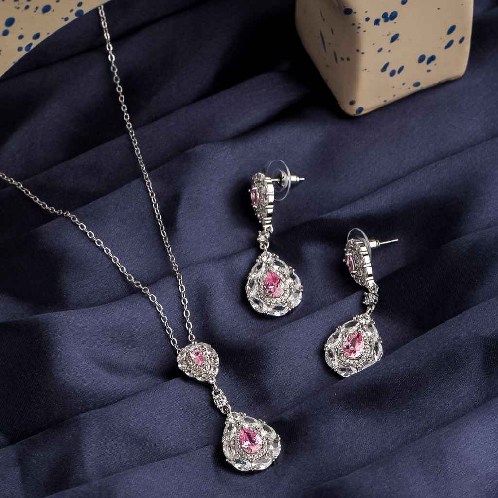 pink drops necklace set