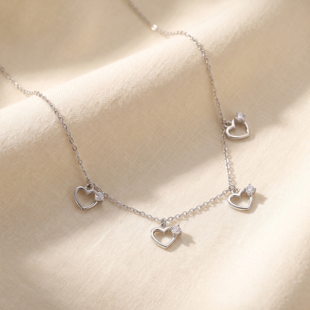 Heart shaped silver 925 choker
