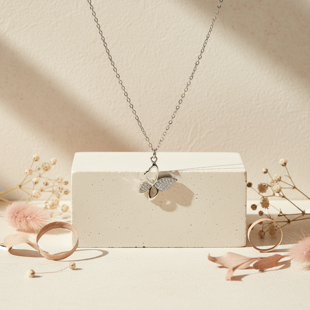 Elegant butterfly silver 925 necklace