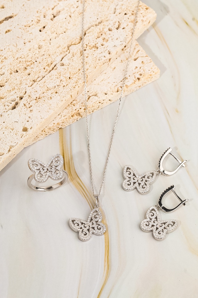 Elegant butterfly silver 925 set