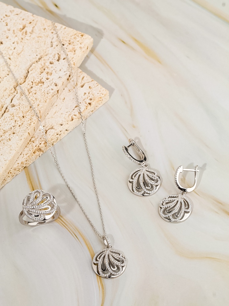 Round drops silver 925 set .