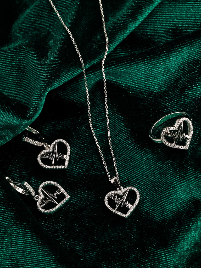 Heart rate smooth silver 925 set.
