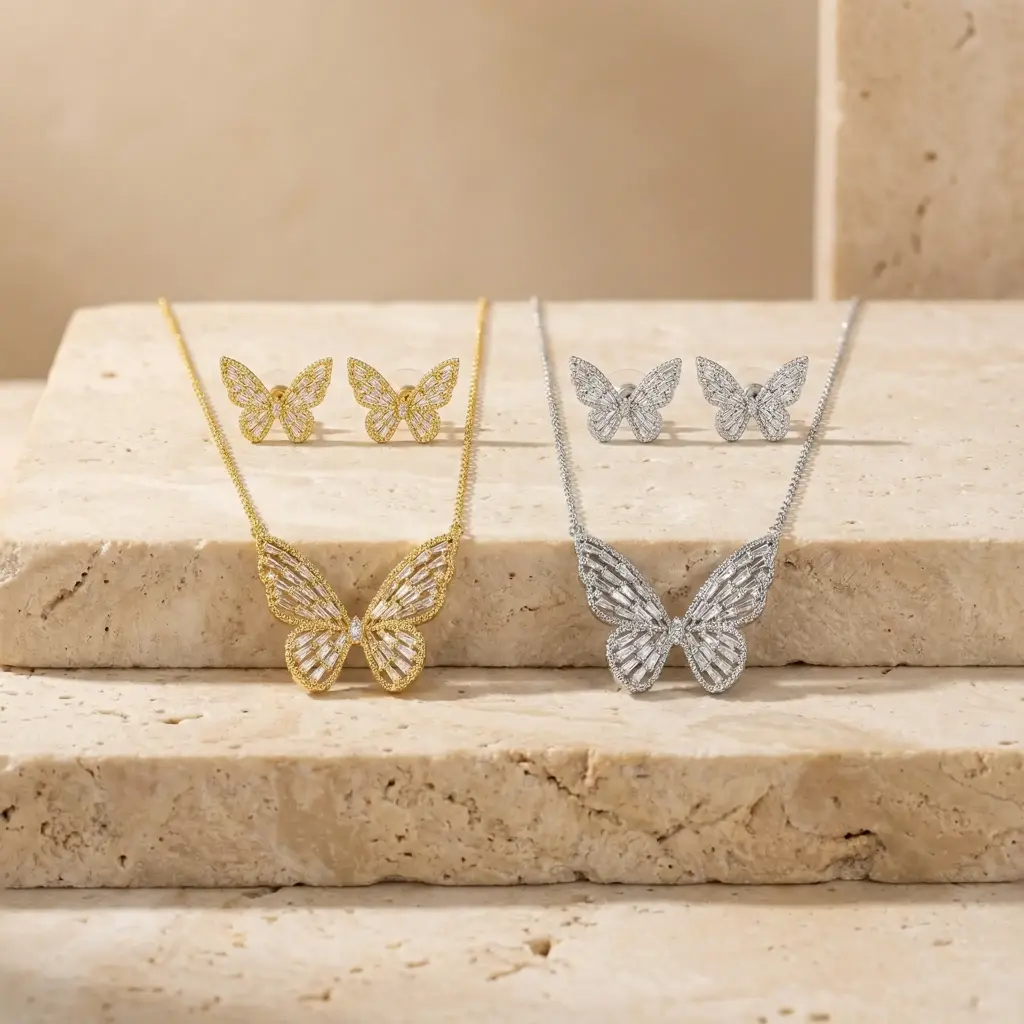[JYS0670] elegant necklace set butterfly  (gold)