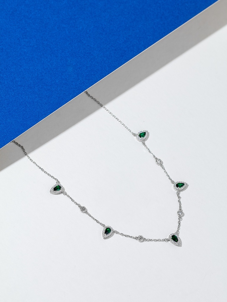 قلادة فضية أنيقة 925 مع قطرات صغيرة (green)