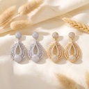 Dangle round eye zircon earrings