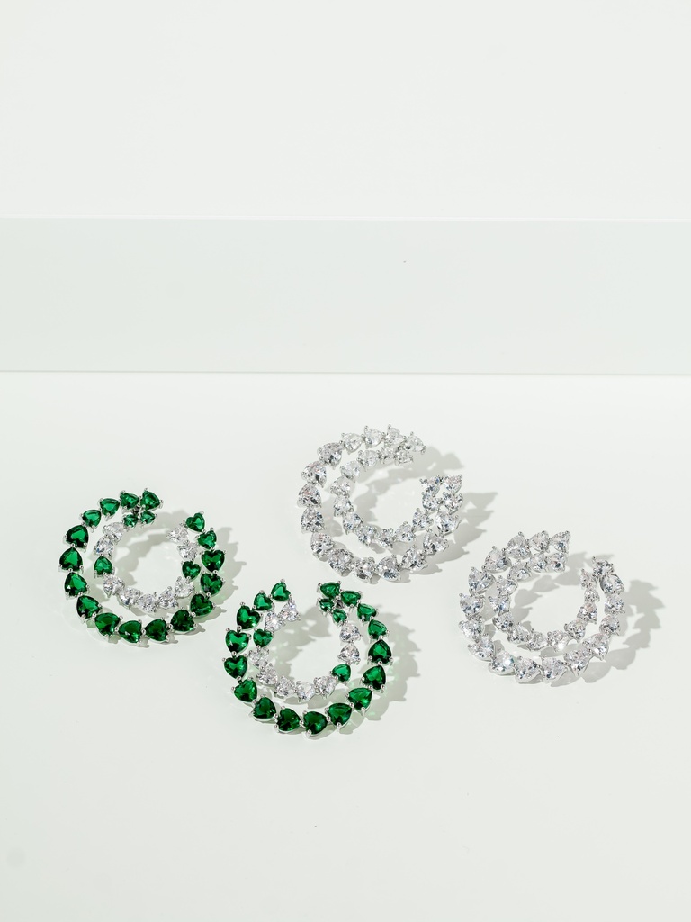 2row c shape beautiful earrings (green)