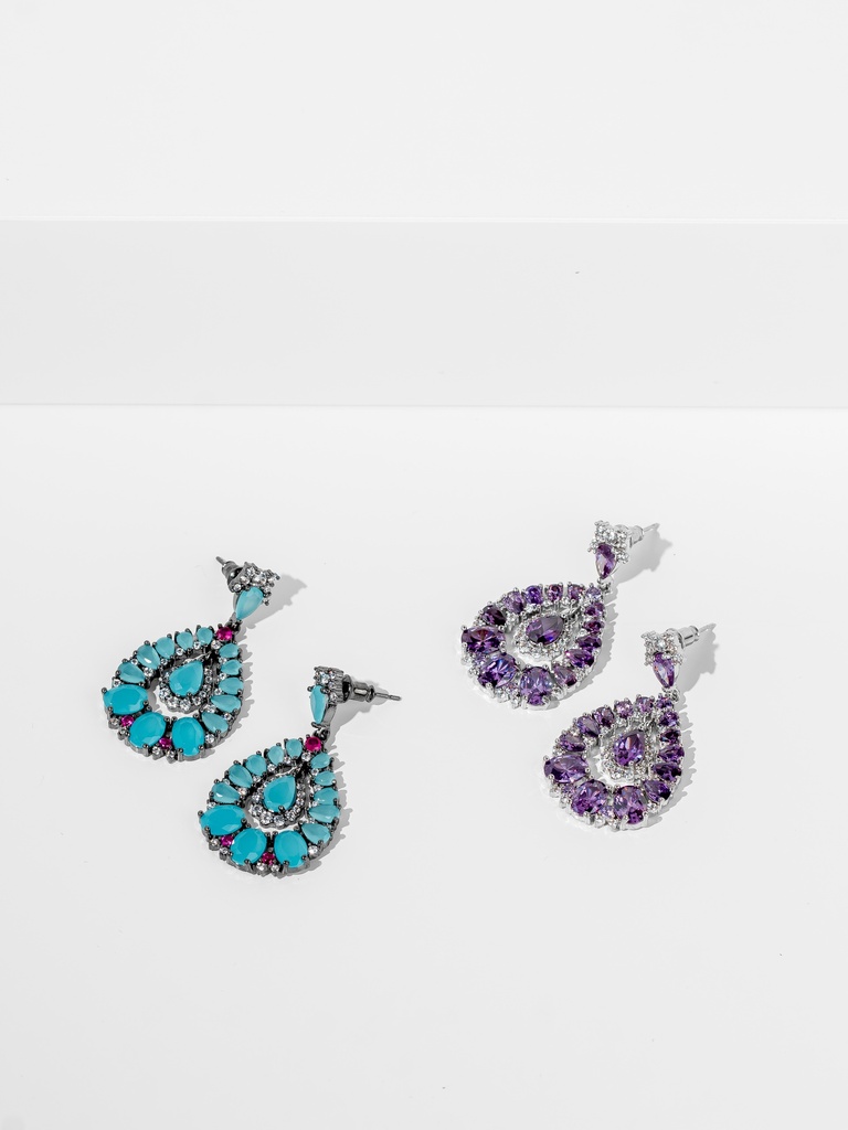 Colorfull water drop earrings (blue)