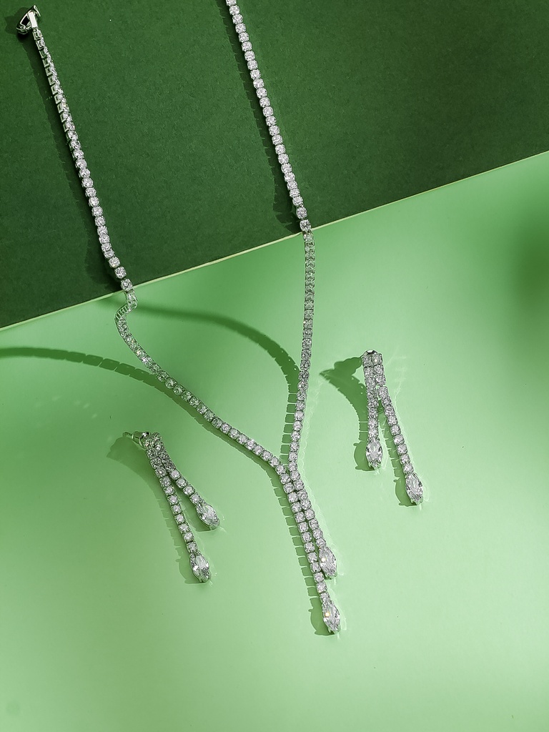 elegant smooth   2side  drops necklace with earrings