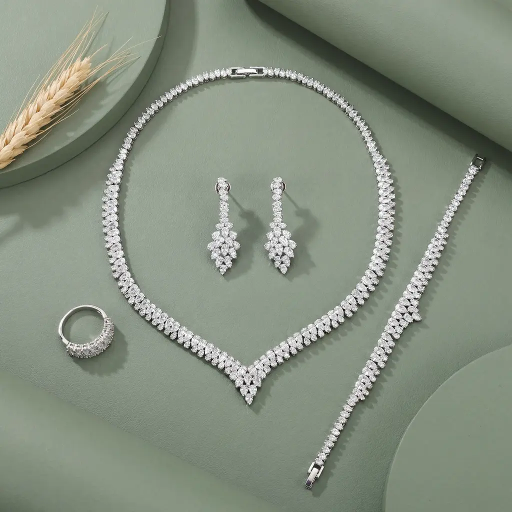 arrow long earrings zircon set