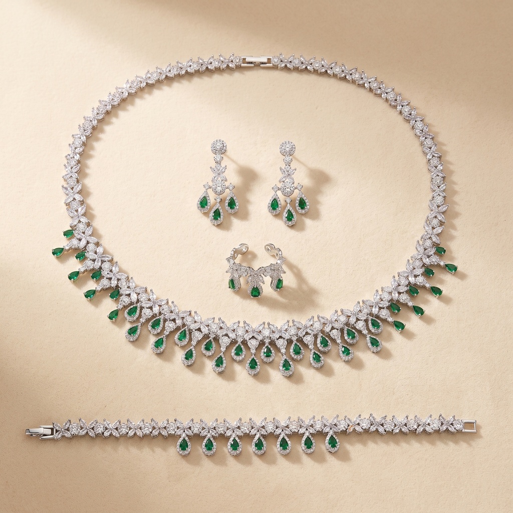 drop colored elegant  zircon set