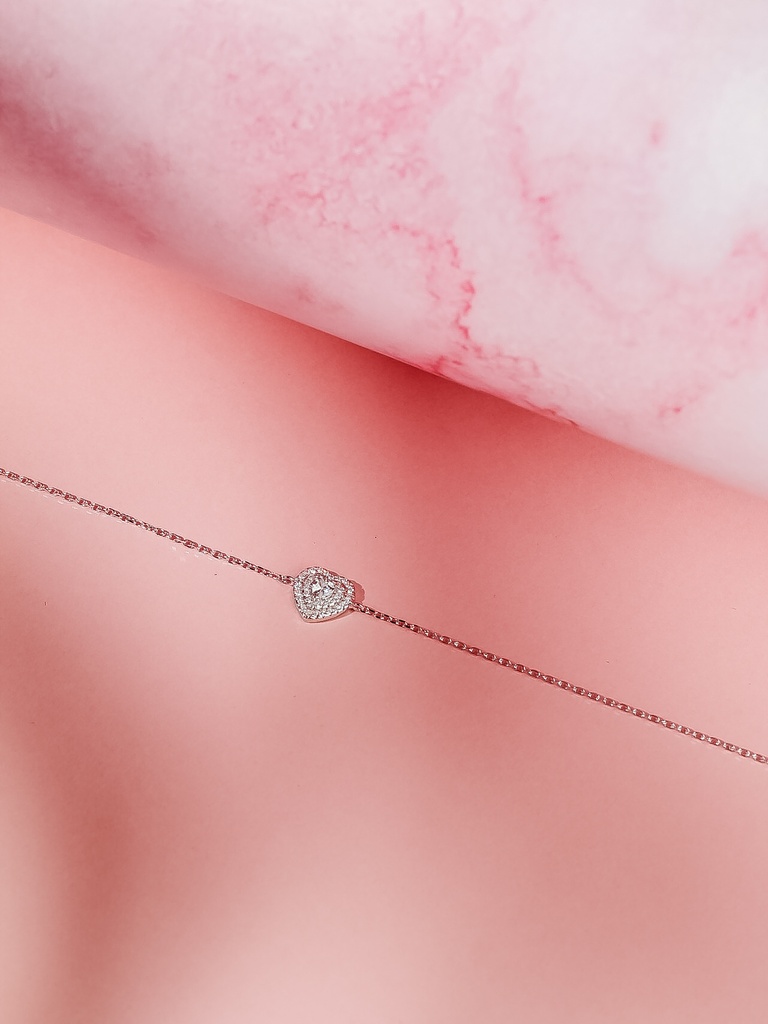 سوار فضي 925 بسيط على شكل قلب