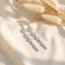 Long round zircon earrings 