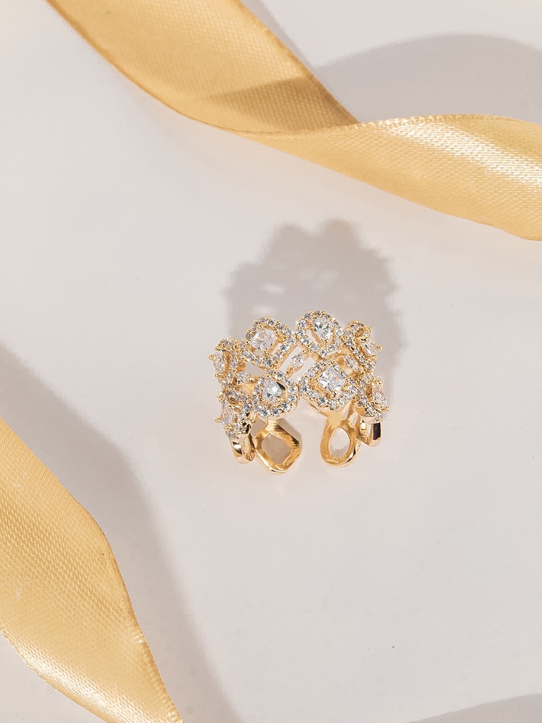 round and squares adjustable ring (gold)