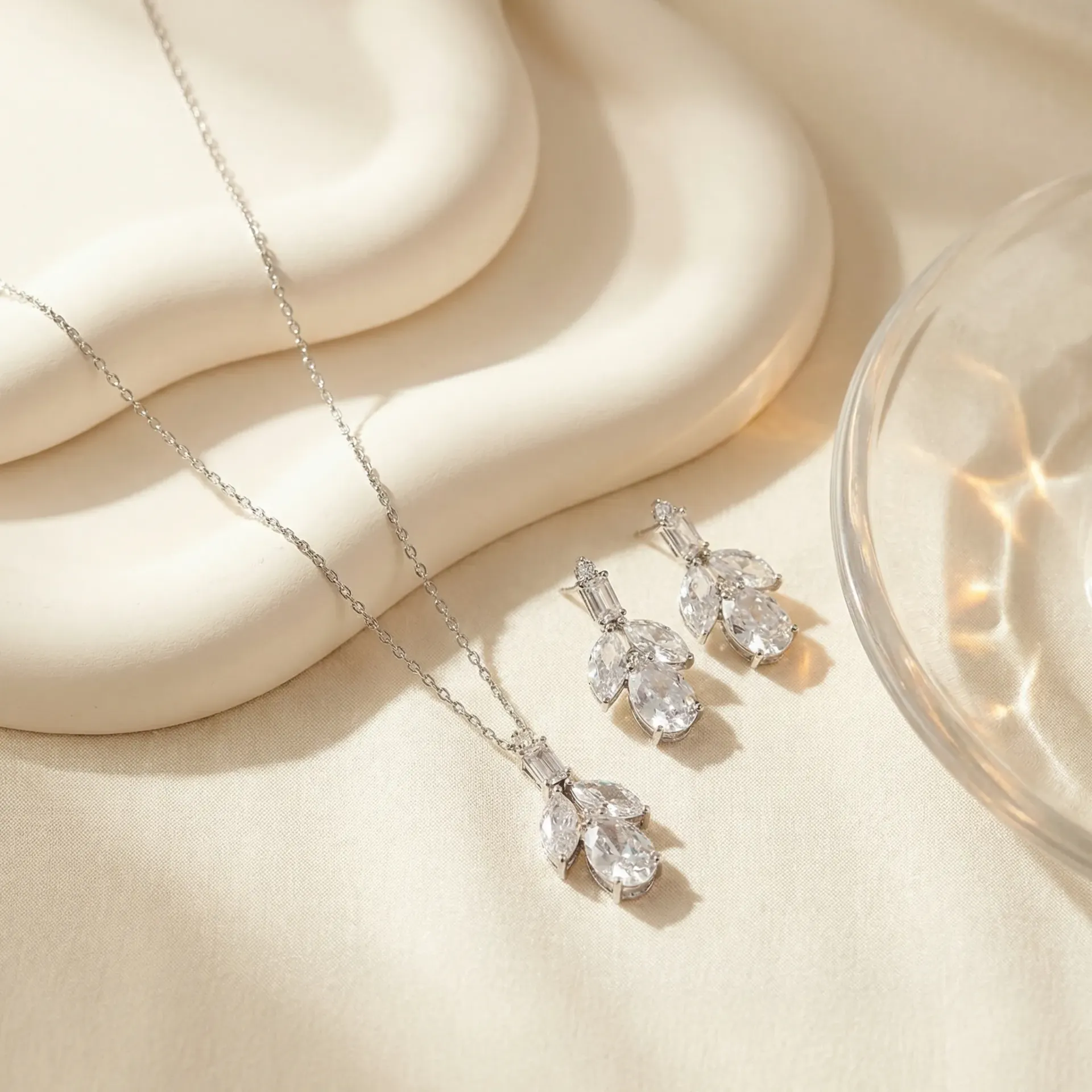 3 drops with rectangular shape necklace set 