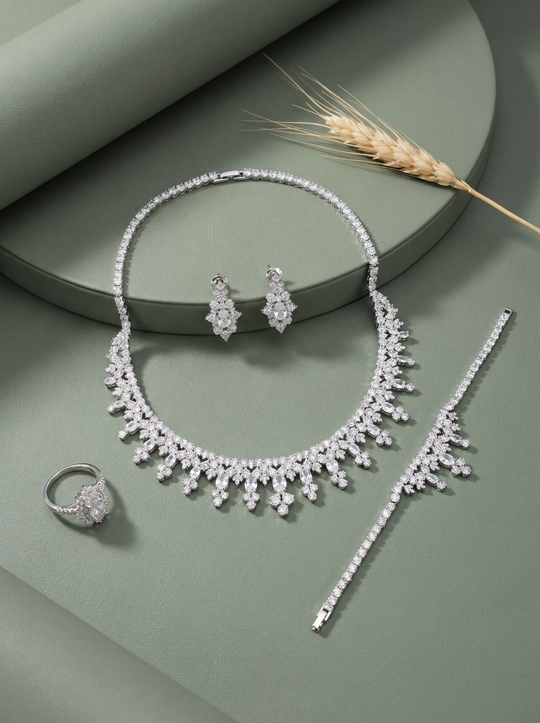 طقم زيركون جديد بثلاث قطرات مات