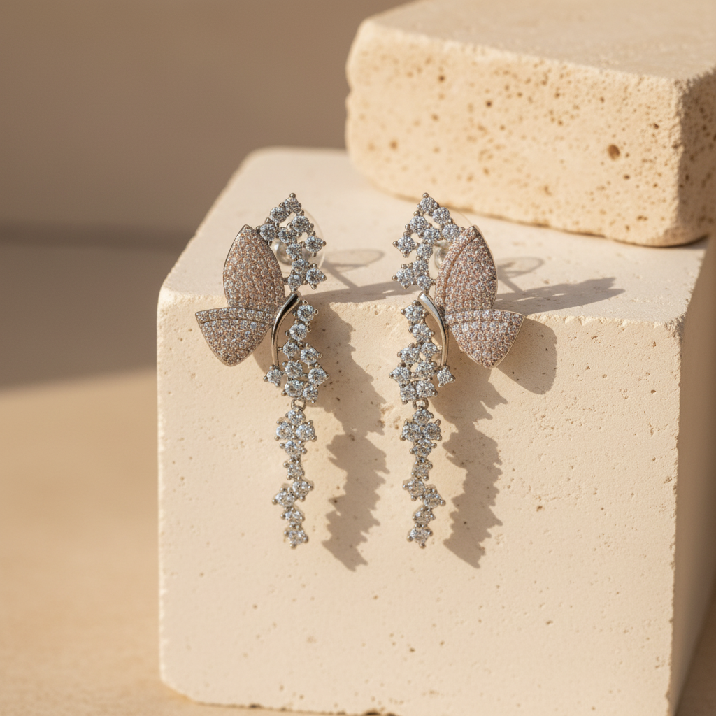 Pink butterfly wings earrings 