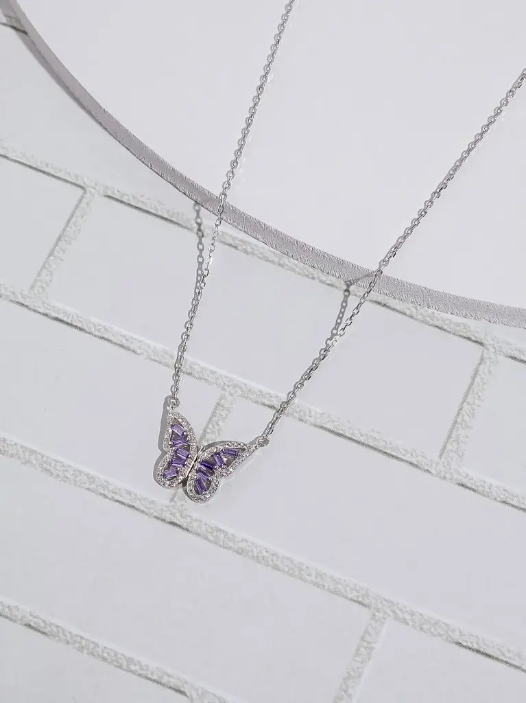 Purple butterfly silver925 necklace 