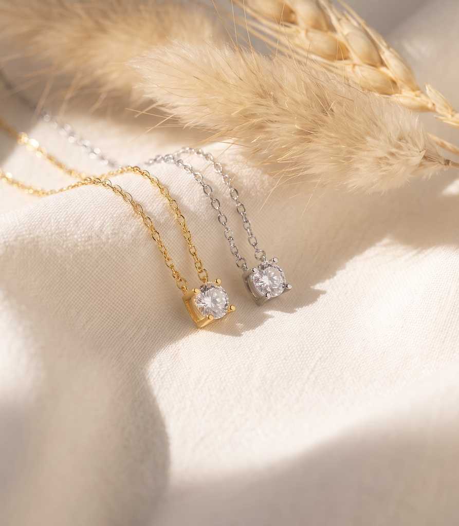New plated necklace with big stone  (gold)