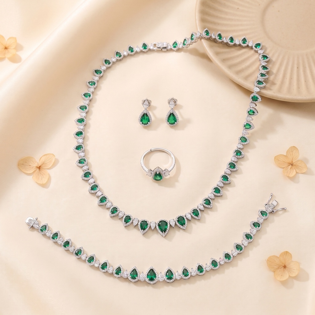 Pretty choker drop set (green)