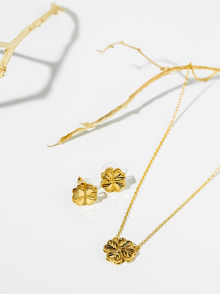 [JYS0319-G] 4hearts elegant necklace set  (gold)