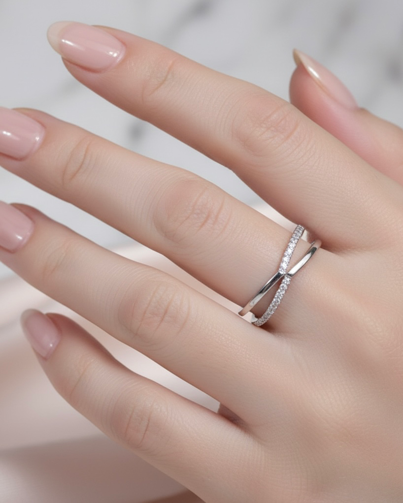 [R5464-5] خاتم فضة 925  مغلق بخطين جديدين (5)