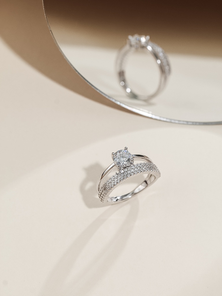 Semi twins elegant silver 925 ring 