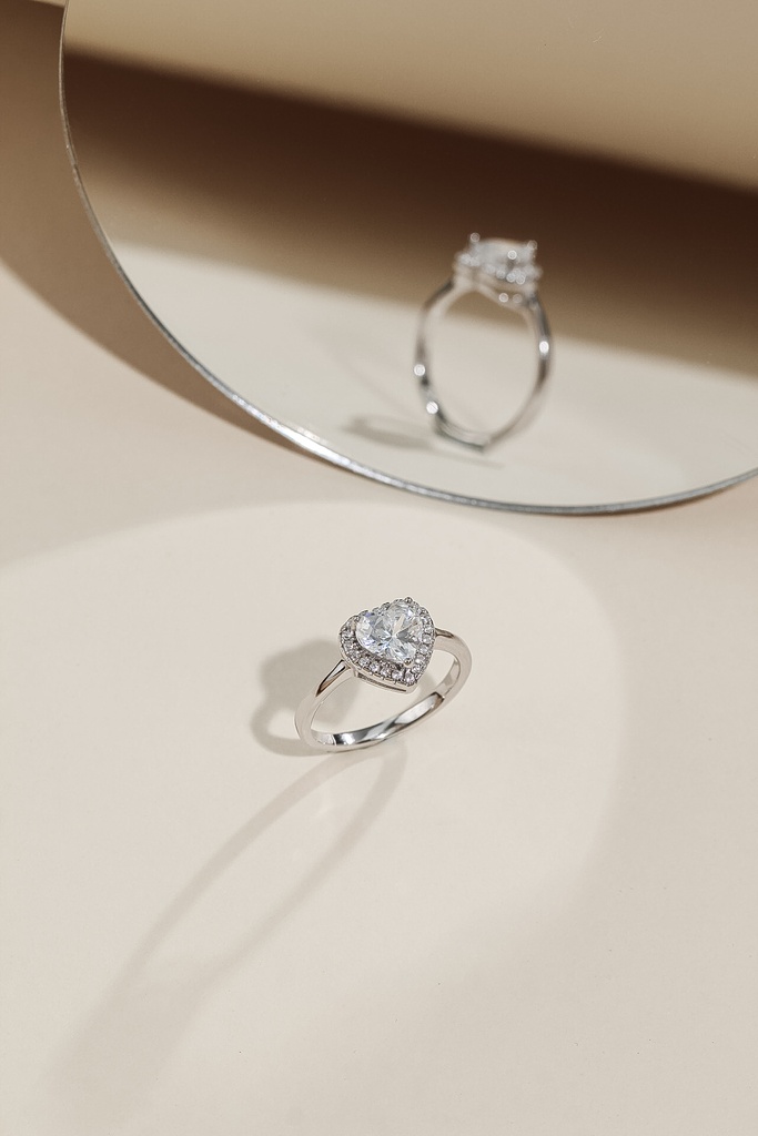 elegant heart shape silver 925 ring S