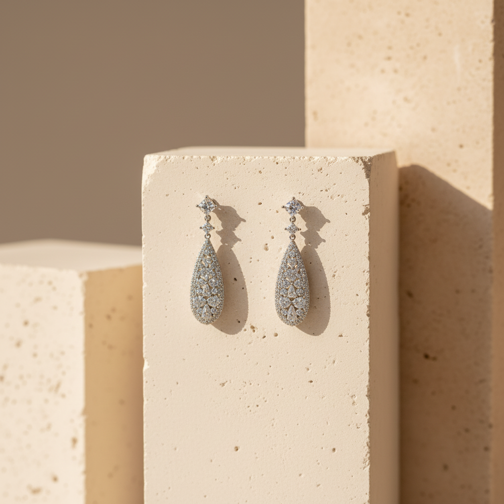 [E14061404] Cluster Dangle New  zircon earrings