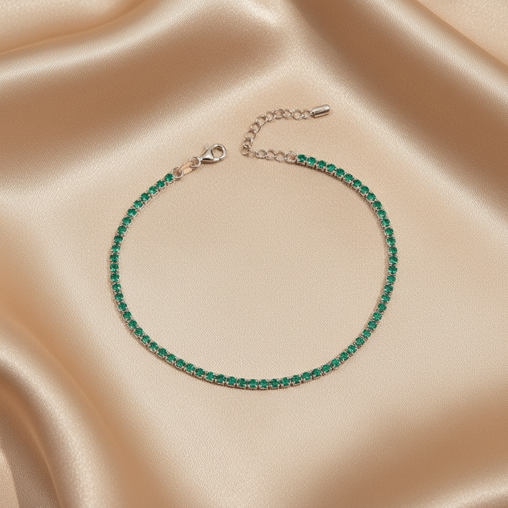 Elegant silver 925 green Tennis bracelet