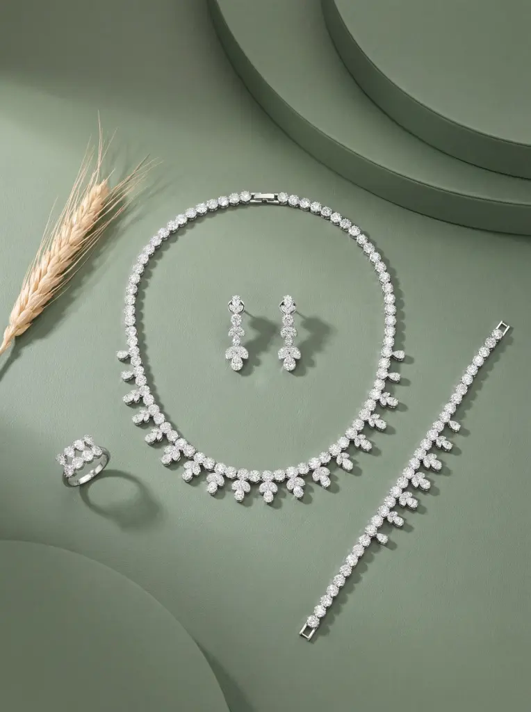 [6925177080010] Big three drops zircon set