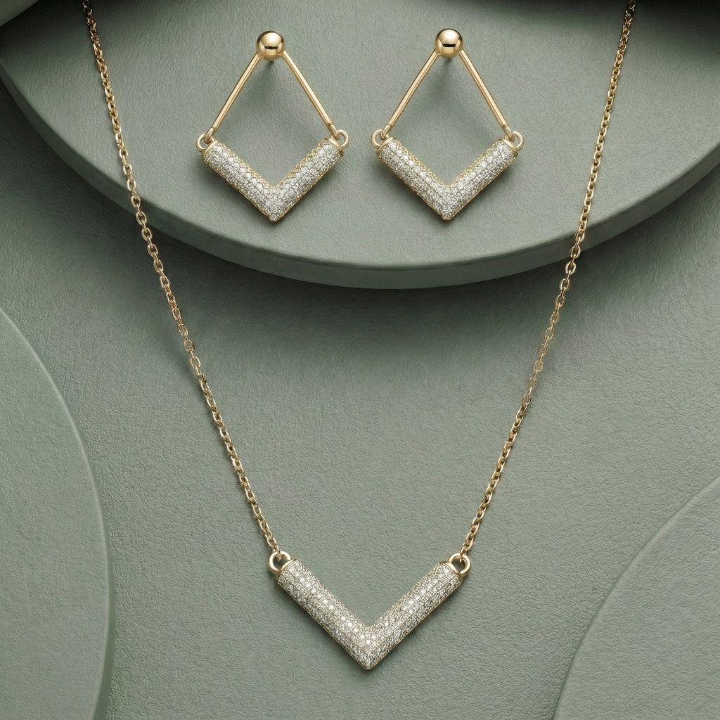 V shape necklace set (gold)