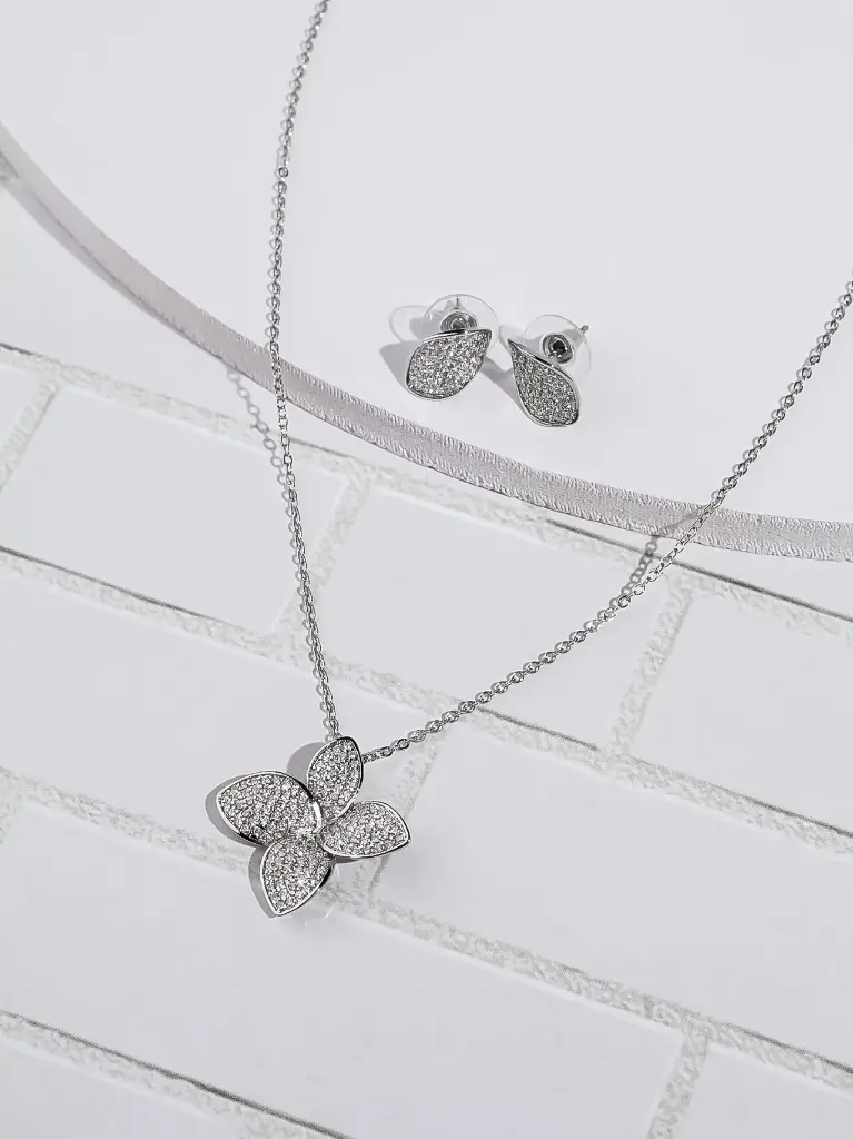 Flower leaves necklace set (gold)
