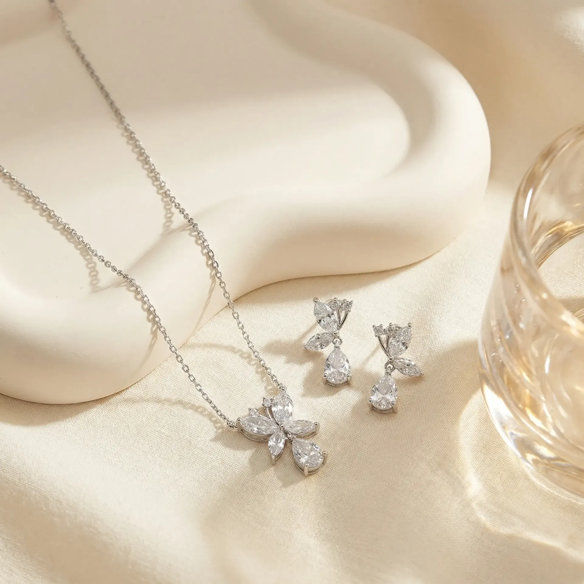 Crystal butterfly necklace set