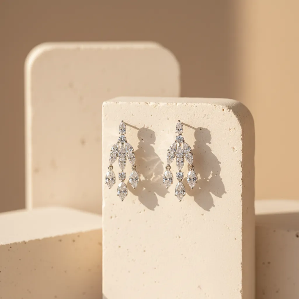 [E22102705] 3 lines crystals zircon earrings 