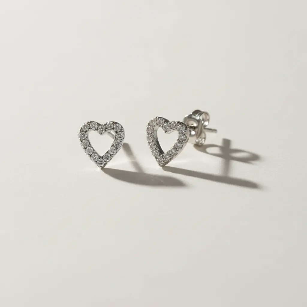 [D7638] Open heart silver925 earrings 