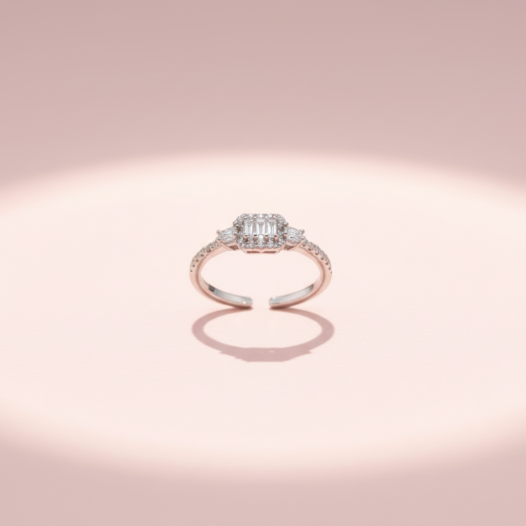 Square adjustable silver925 ring 