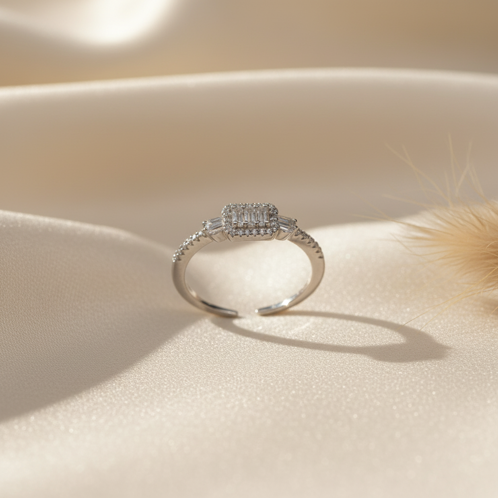 Square adjustable silver925 ring 