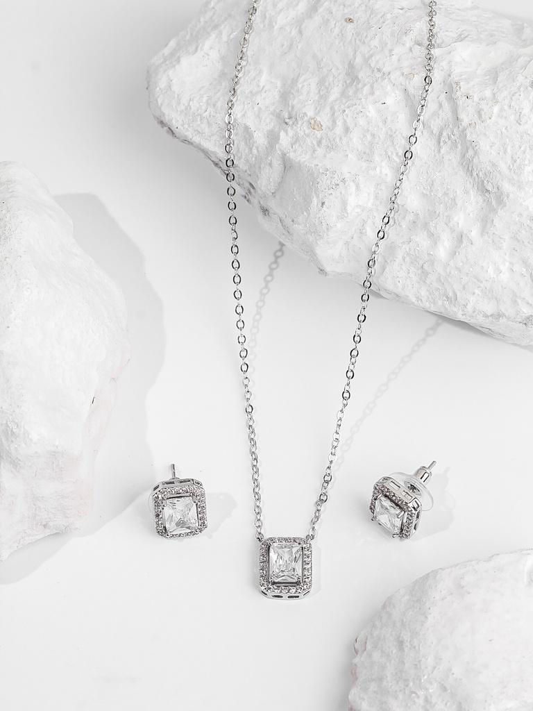 square shape  zircon Necklace set