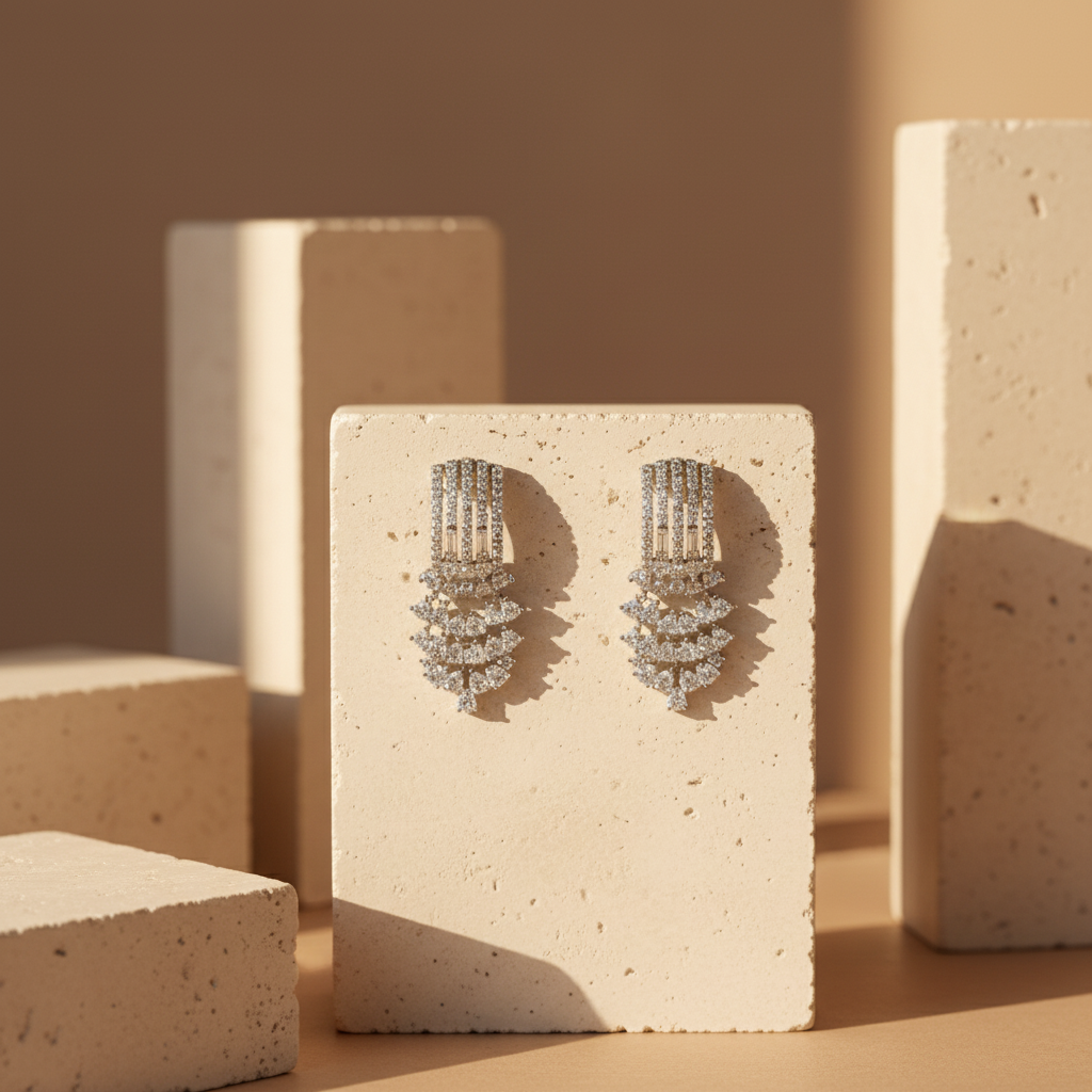 5 lines with drops zircon earrings 