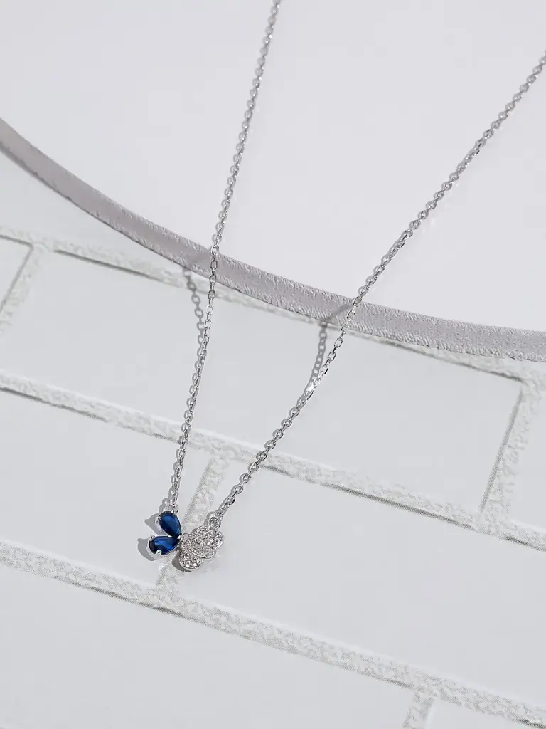 Half blue butterfly Silver925 necklace 